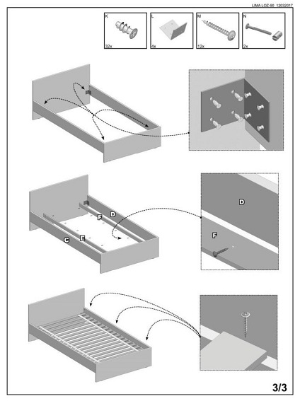 Łóżko LIMA 90x200 Biały