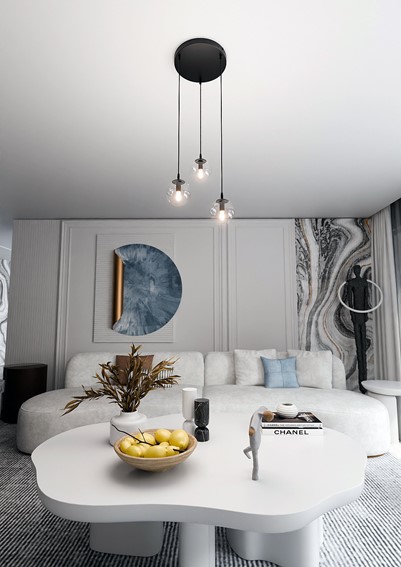 Lampa Wisząca COSMO 3 PREMIUM Czarny/Transparentny