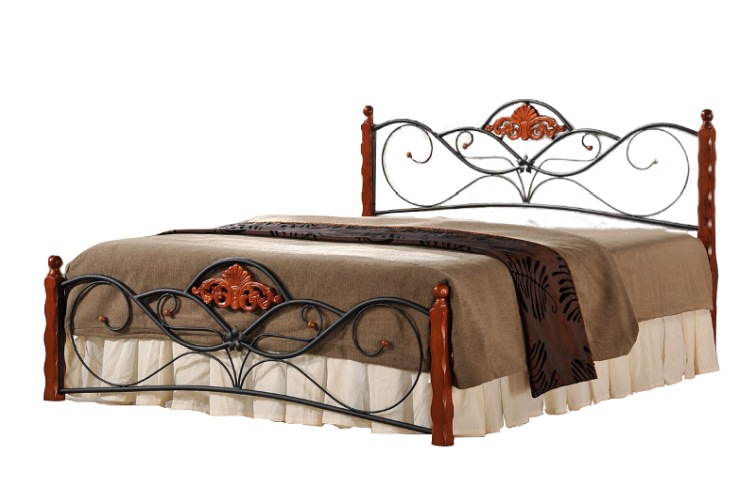 Łóżko VALENTINA 160 cm czereśnia ant./czarny