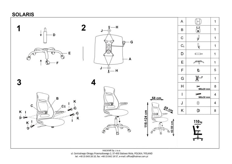 Fotel Pracowniczy SOLARIS Czarno Popielaty