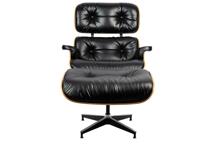 Fotel z Podnóżkiem Lounge HM Soft Premium Szeroki Czarny/Orzech