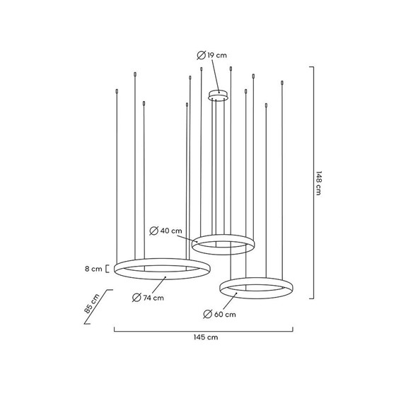 Lampa Wisząca LIBERTY 3A Złoty/Transparentny