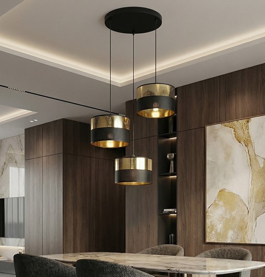 Lampa Wisząca LUX 3 PREM Czarny/Złoty