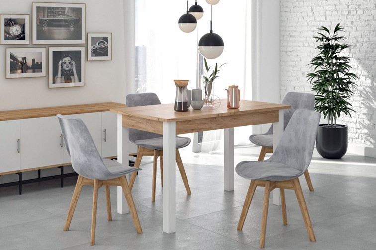 Stół Rozkładany ST22-FX (120-160)x67 Dąb Złoty Craft/Biały