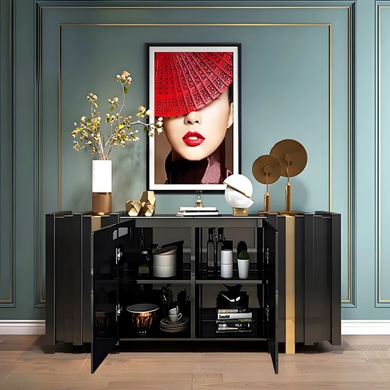 Komoda STILIG ST023B Czarny/Złoty