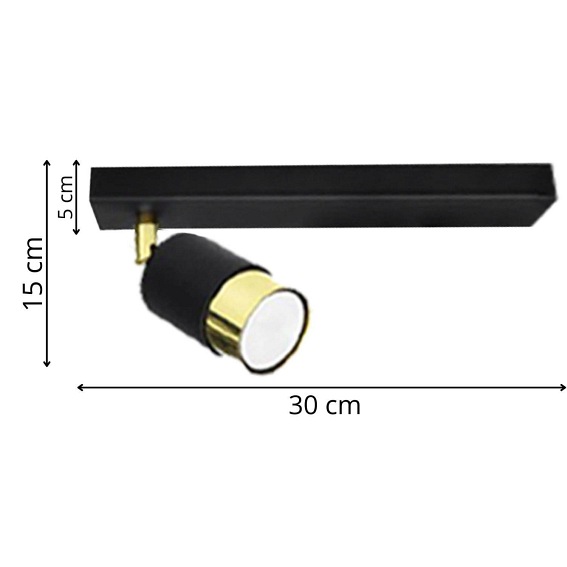 Lampa Sufitowa Plafon Massimo 1 Czarny/Złoty