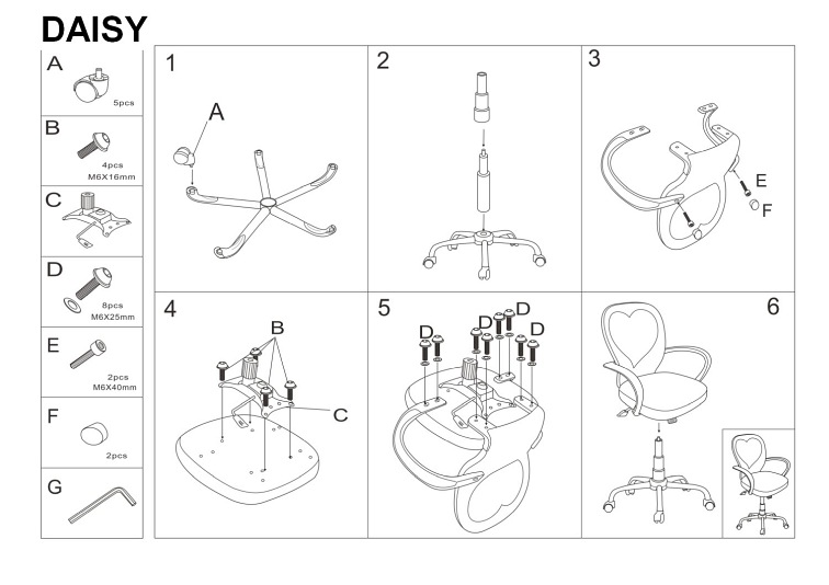 Fotel Obrotowy DAISY Różowy