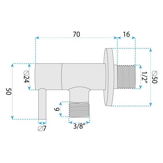 Zawór Kątowy 01 1/2" x 3/8" Złoty Szczotkowany