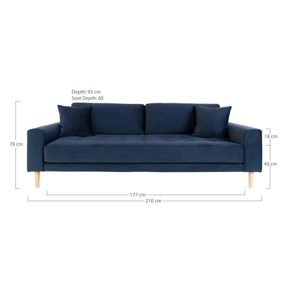 Sofa Trzyosobowa LIDO Granatowy/Naturalny