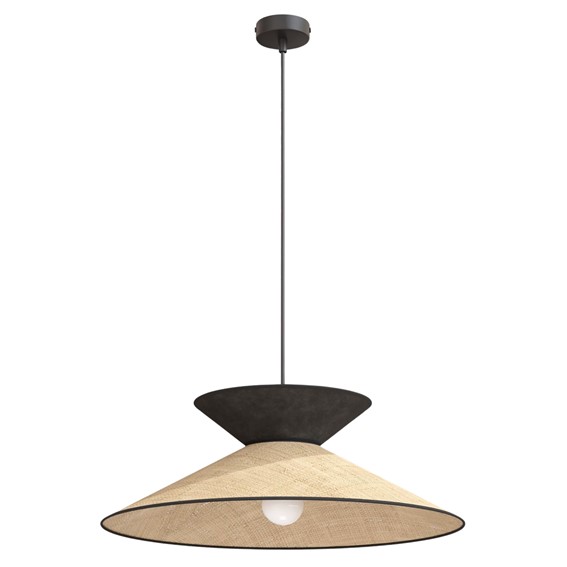 Lampa Wisząca SOFTA 1 Rattan/Czarny