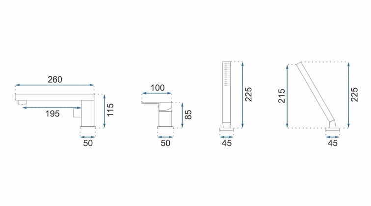 Bateria Wannowa 3-Otworowa GLEN Czarny
