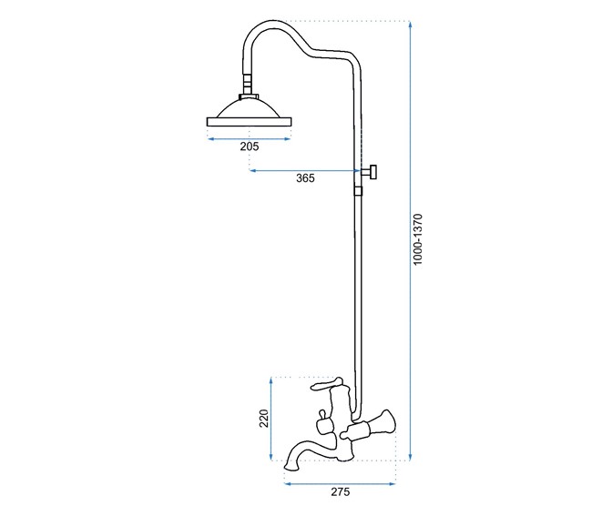 Zestaw Natryskowy VINTAGE Czarny Przecierany