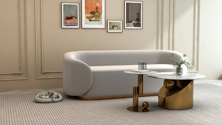 Zestaw Stolików MODIG M60 fi80/45 Biały/Złoty