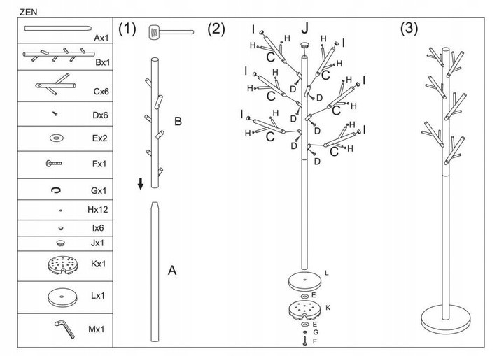 Wieszak ZEN 176cm Złoty
