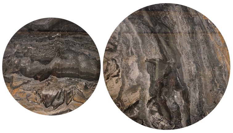 Zestaw Ław TOWER fi70/50 Brązowy Marmur/Orzechowy