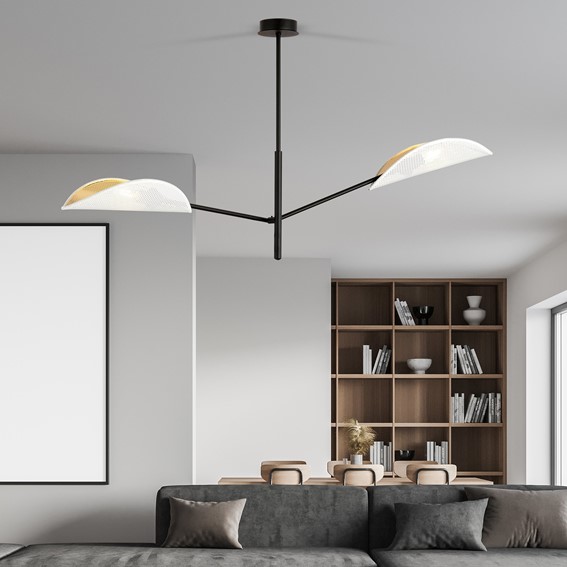 Lampa Wisząca VENE 2 Biały/Złoty