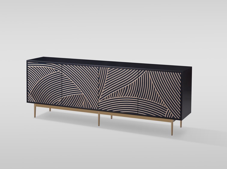 Komoda RTV STILIG ST316 Granatowy/Złoty