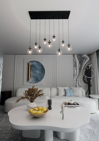 Lampa Wisząca COSMO 9 Czarny/Transparentny