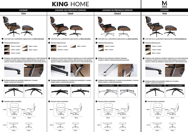 Fotel z Podnóżkiem LOUNGE HM PREMIUM  Biały/Orzech