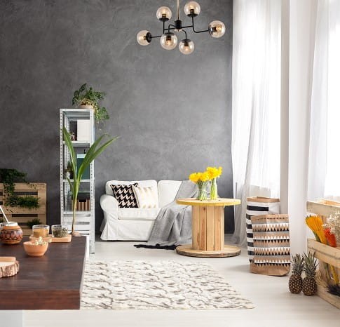 Żyrandol LAILA 6 Czarny/Bursztynowy