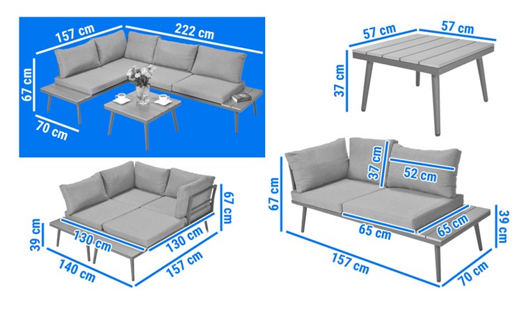 Narożnik Ogrodowy NEVADA Grafitowy