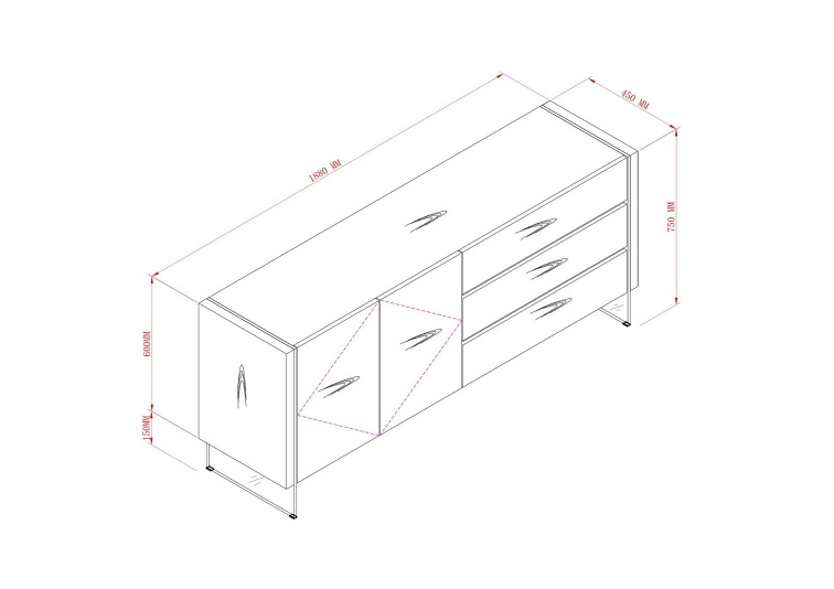 Komoda Soho SH01 45x188x75 Dąb