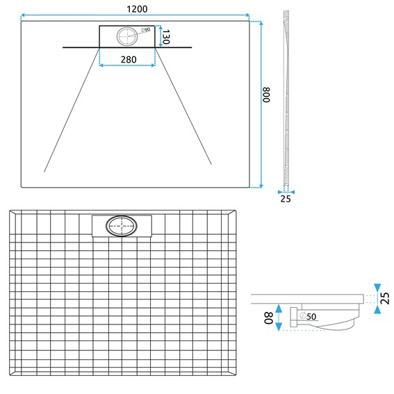 Brodzik Prysznicowy BAZALT LONG 80x120 Biały