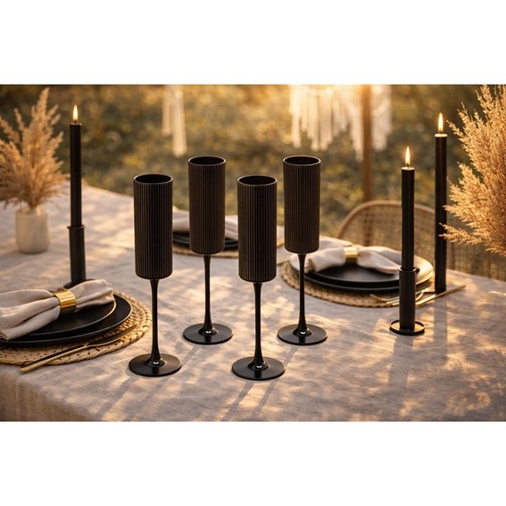 Komplet (4 szt.) Kieliszek do Szampana SHP CURLY 185ml Czarny