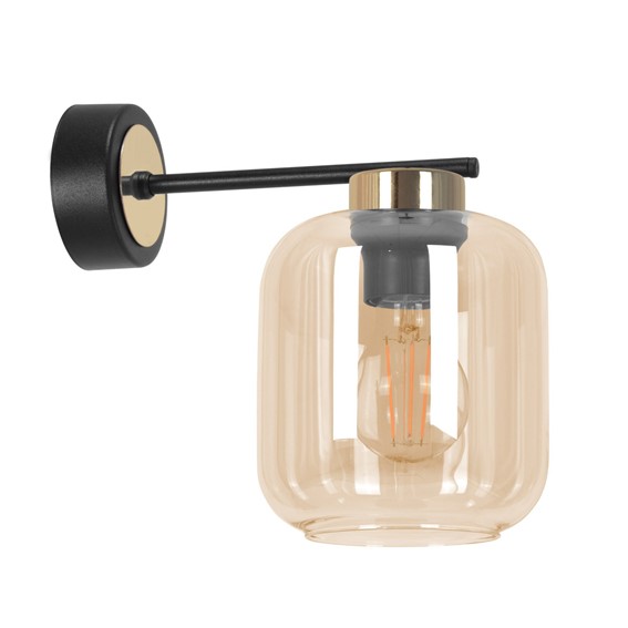 Kinkiet IGA K-5513 Czarny/Złoty/Bursztynowy