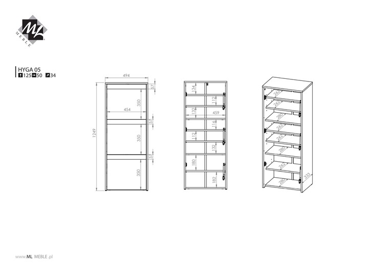 Szafka na Buty HYGA 05 Sosna Śnieżna/Antracyt