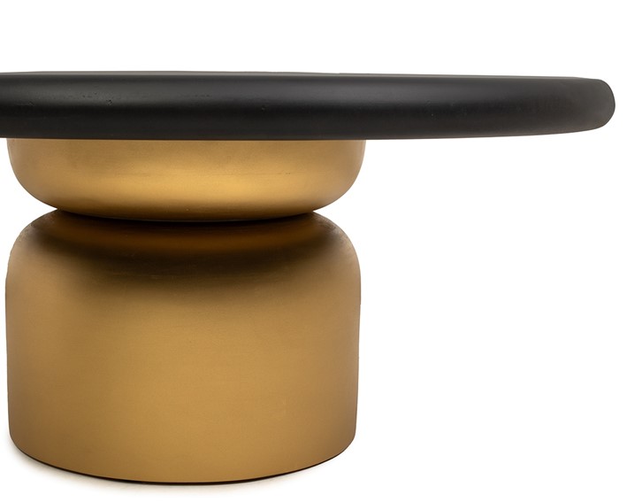 Stolik Kawowy LEONARDO Fi91cm Czarny/Złoty