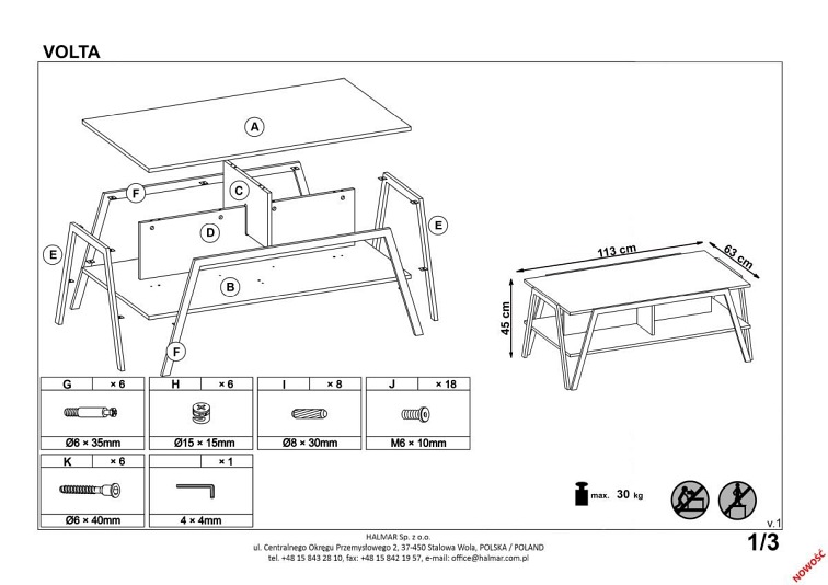 VOLTA ława czarny / dąb złoty