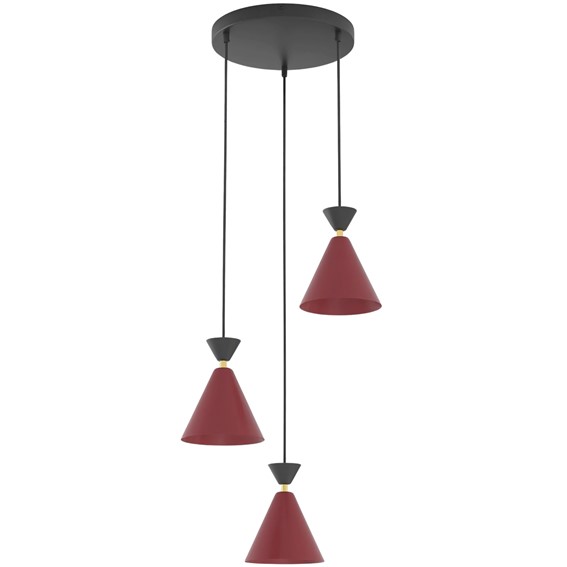 Lampa Wisząca KLEVER 3PREM Burgundowy/Czarny