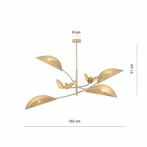 Lampa Sufitowa LOTUS 6 Beżowy/Rattan