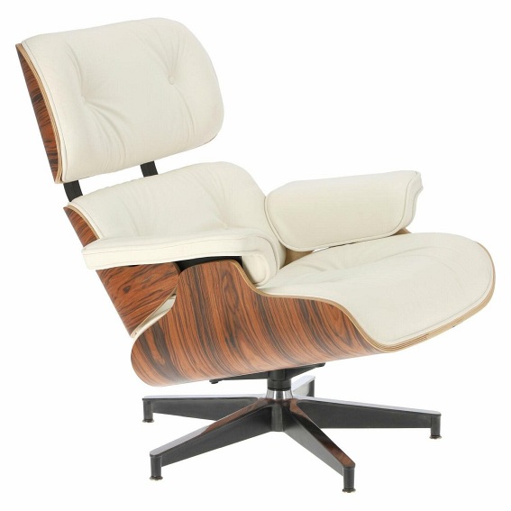 Fotel z Podnóżkiem VIP 54x82x85 Biały/Rosewood/Srebrna Baza