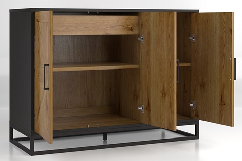 Komoda INDUS IN20-1 117,5x46cm Dąb/Czarny