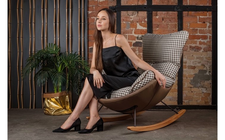 Fotel Bujany OTILIA Brązowy/Biały