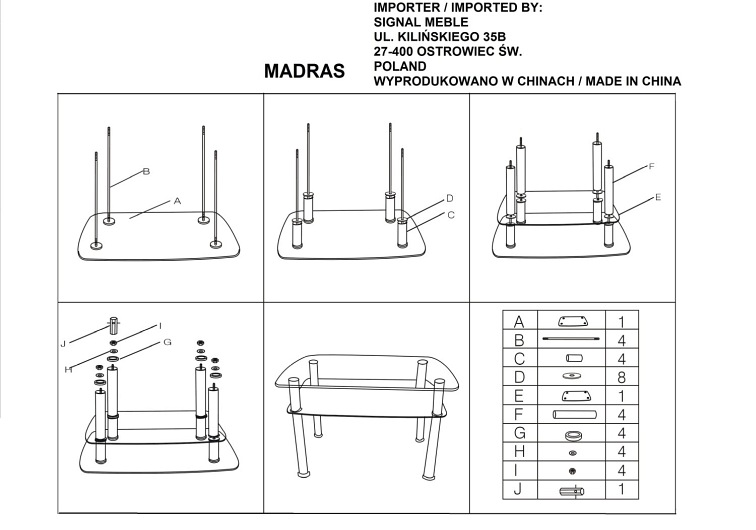 Stół MADRAS 90x60 Szklany