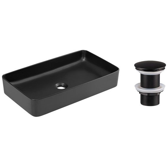 Zestaw Umywalkowy z Korkiem Click-Clack SLIM Czarny Mat