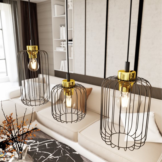 Lampa Wisząca VANDER 3 Czarny/Złoty