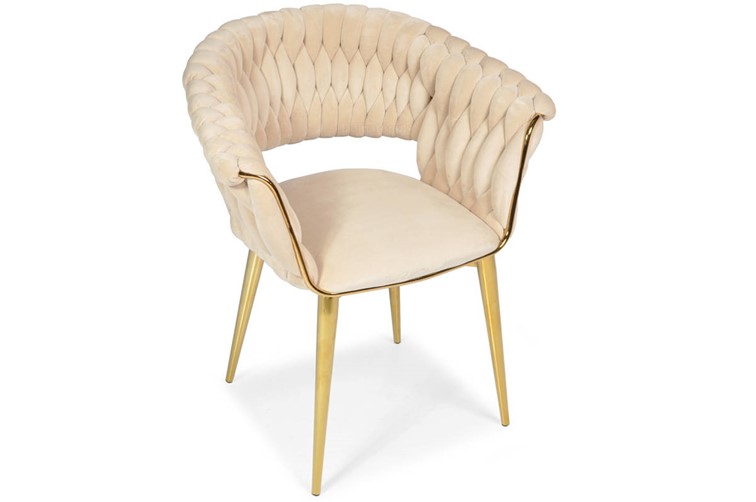 Krzesło IRIS LUX Welur Złoty/Beżowy