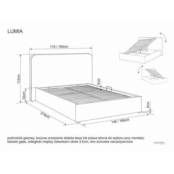 Łóżko LUMIA Raven 140x200cm Beżowy
