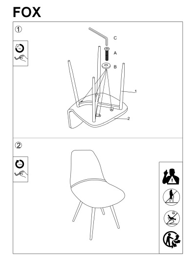 Krzesło FOX Dąb/Szary