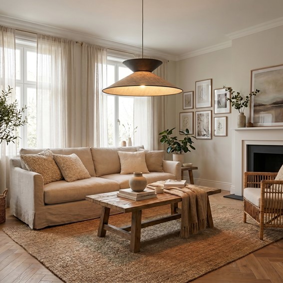 Lampa Wisząca SOFTA 1 Rattan/Czarny