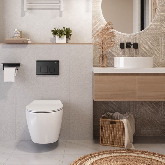 Stelaż Podtynkowy WC z Przyciskiem F Czarny