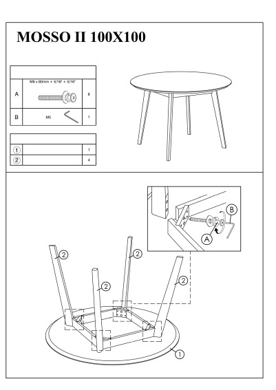Stół Okrągły MOSSO II fi100 Biały/Dąb