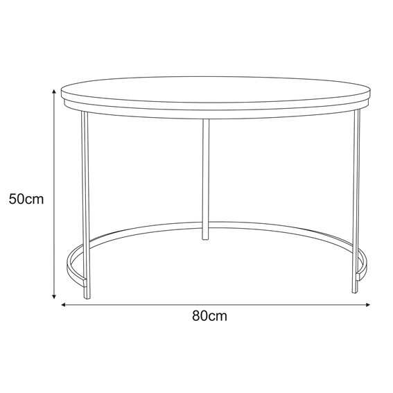 Komplet Stolików KAJA HOME KS-30 fi60/80 Czarny/Dąb