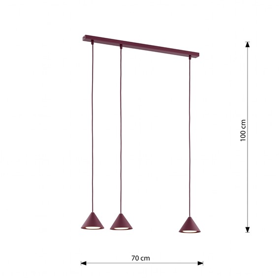 Lampa Wisząca ELIT 3 Burgundowy