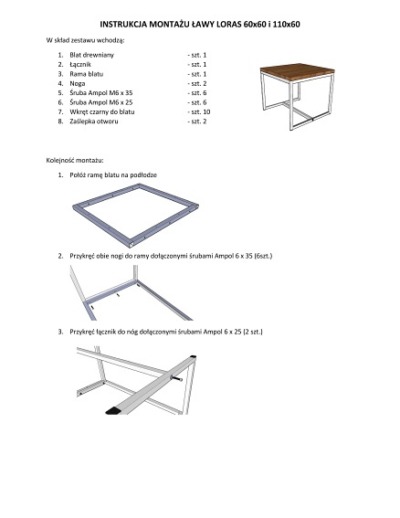 Ława LORAS C  60x60 Okleina Naturalna Dąb/Czarny