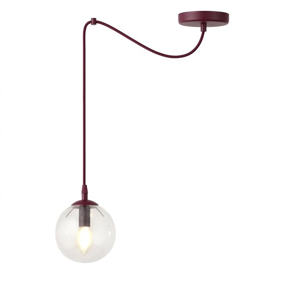 Lampa Wisząca GIGI 1 Burgundowy/Transparentny